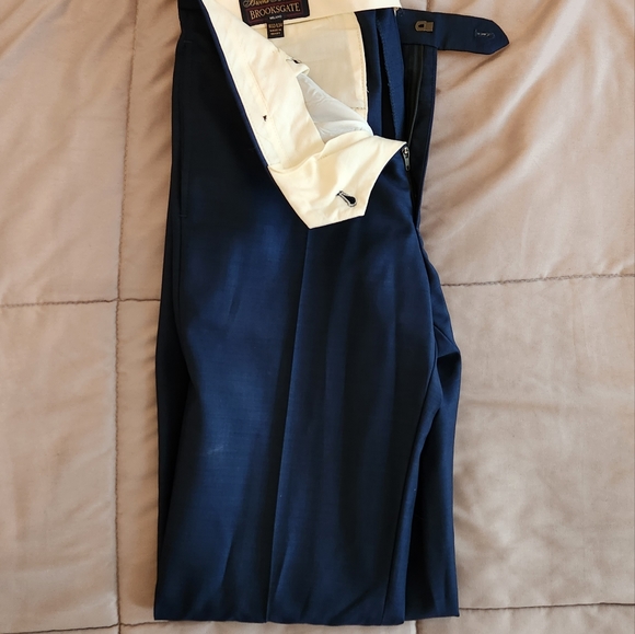 Brooks Brothers Brooksgate Milano Slim fit, Blue Italian Wool Pants, 32W 34L - Picture 1 of 2